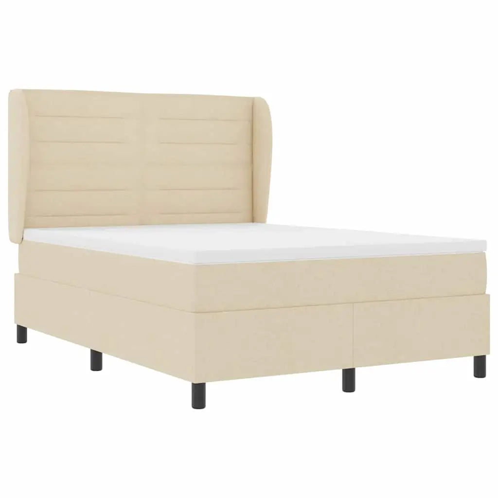 Lit à ressorts avec matelas Crème 140 x 190 cm tissu - XIOS