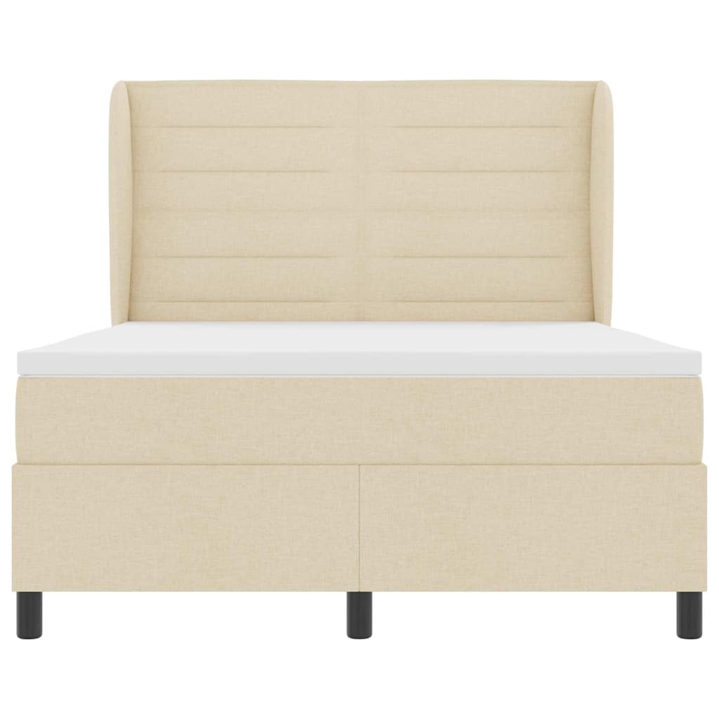 Lit à ressorts avec matelas Crème 140 x 190 cm tissu - XIOS