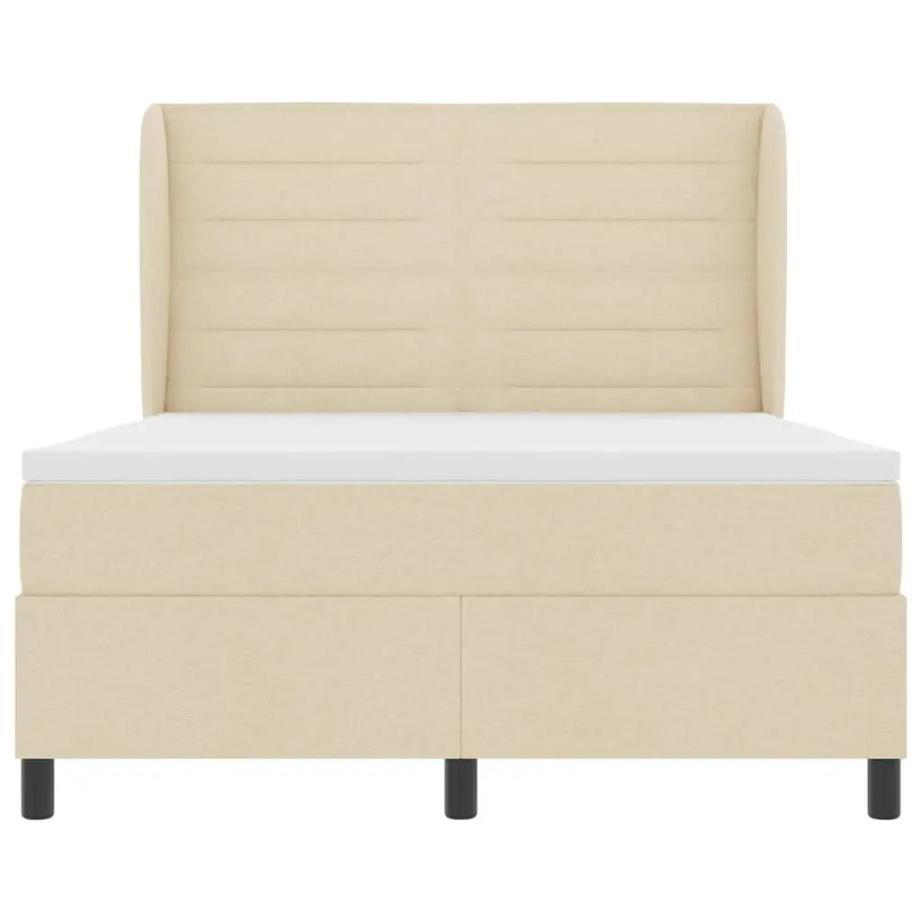 Lit à ressorts avec matelas Crème 140 x 190 cm tissu - XIOS
