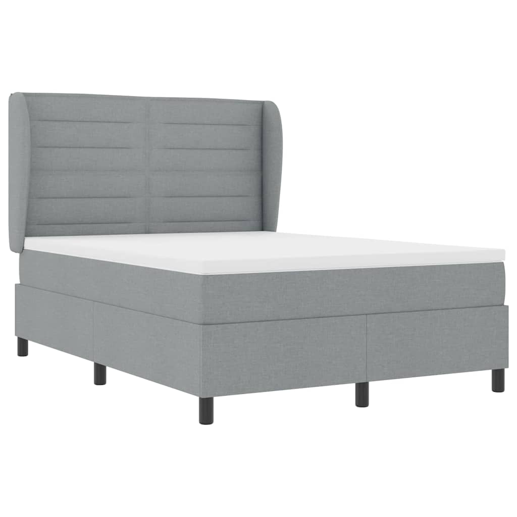 Lit à ressorts avec matelas Gris clair 140 x 200 cm tissu - XIOS
