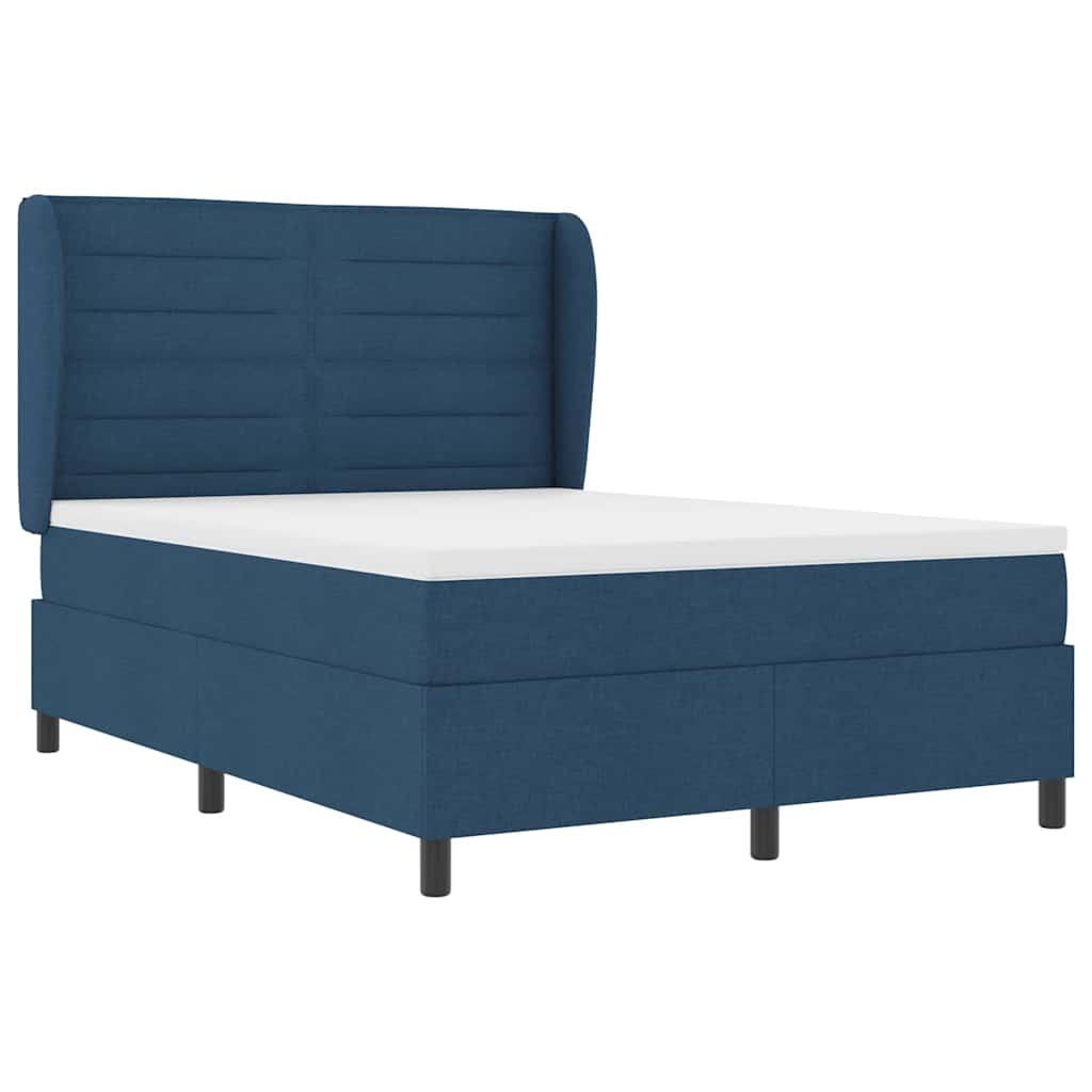 Lit à ressorts avec matelas Bleu 140 x 200 cm tissu - XIOS