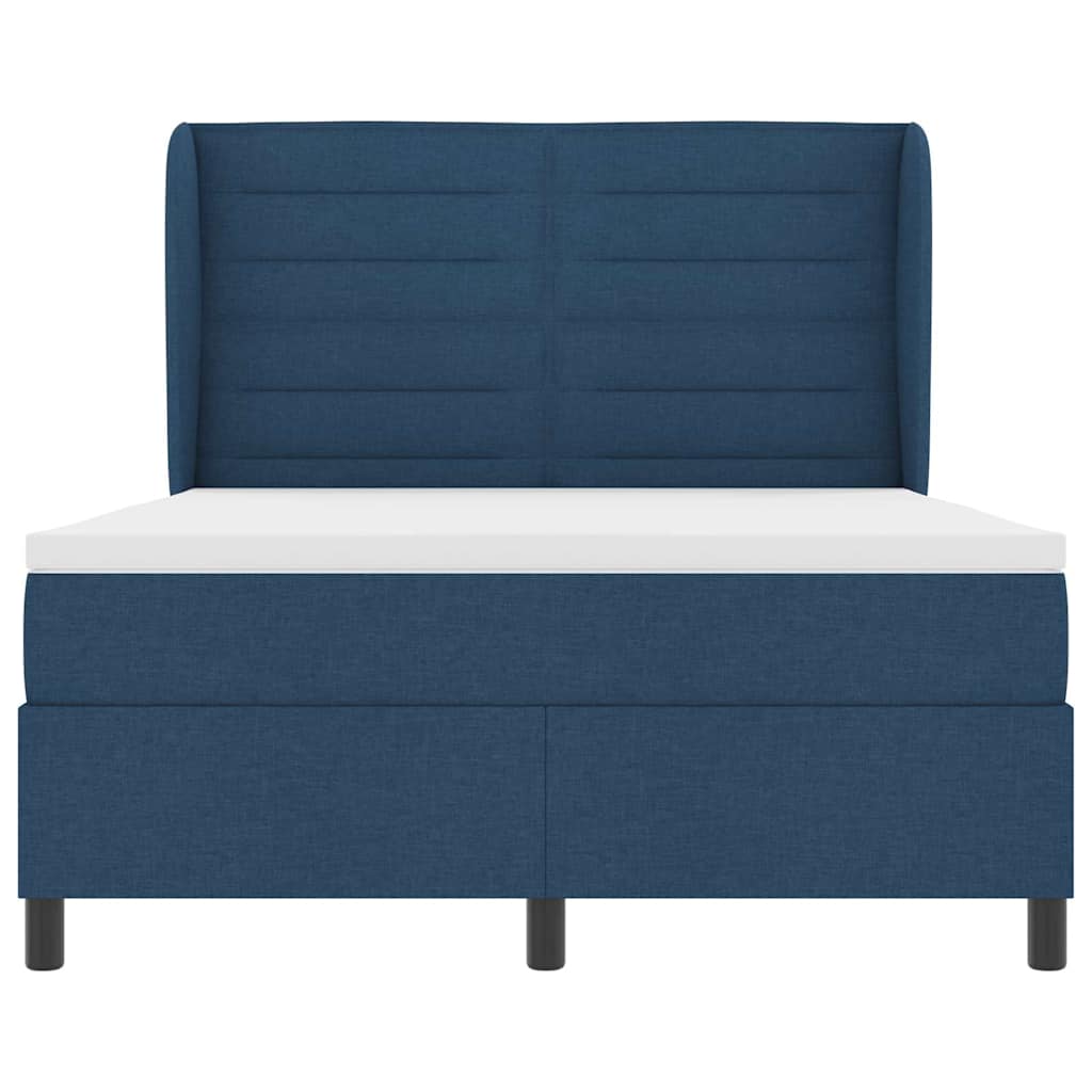 Lit à ressorts avec matelas Bleu 140 x 200 cm tissu - XIOS