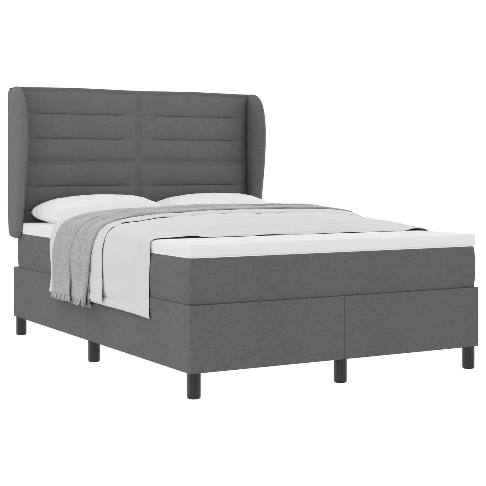 Lit à ressorts avec matelas Gris foncé 160 x 200 cm tissu - XIOS