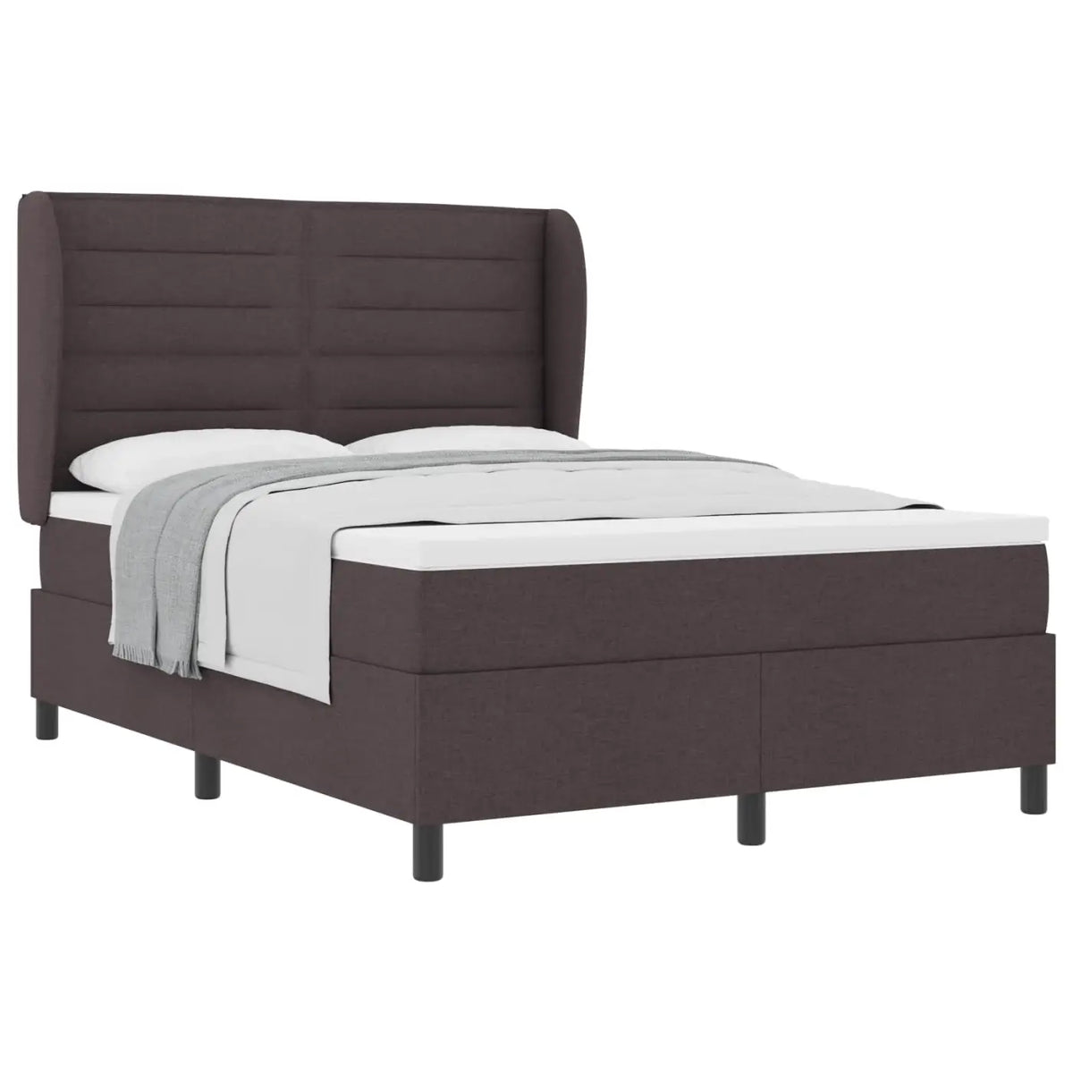 Lit à ressorts avec matelas Marron foncé 160 x 200 cm tissu - XIOS