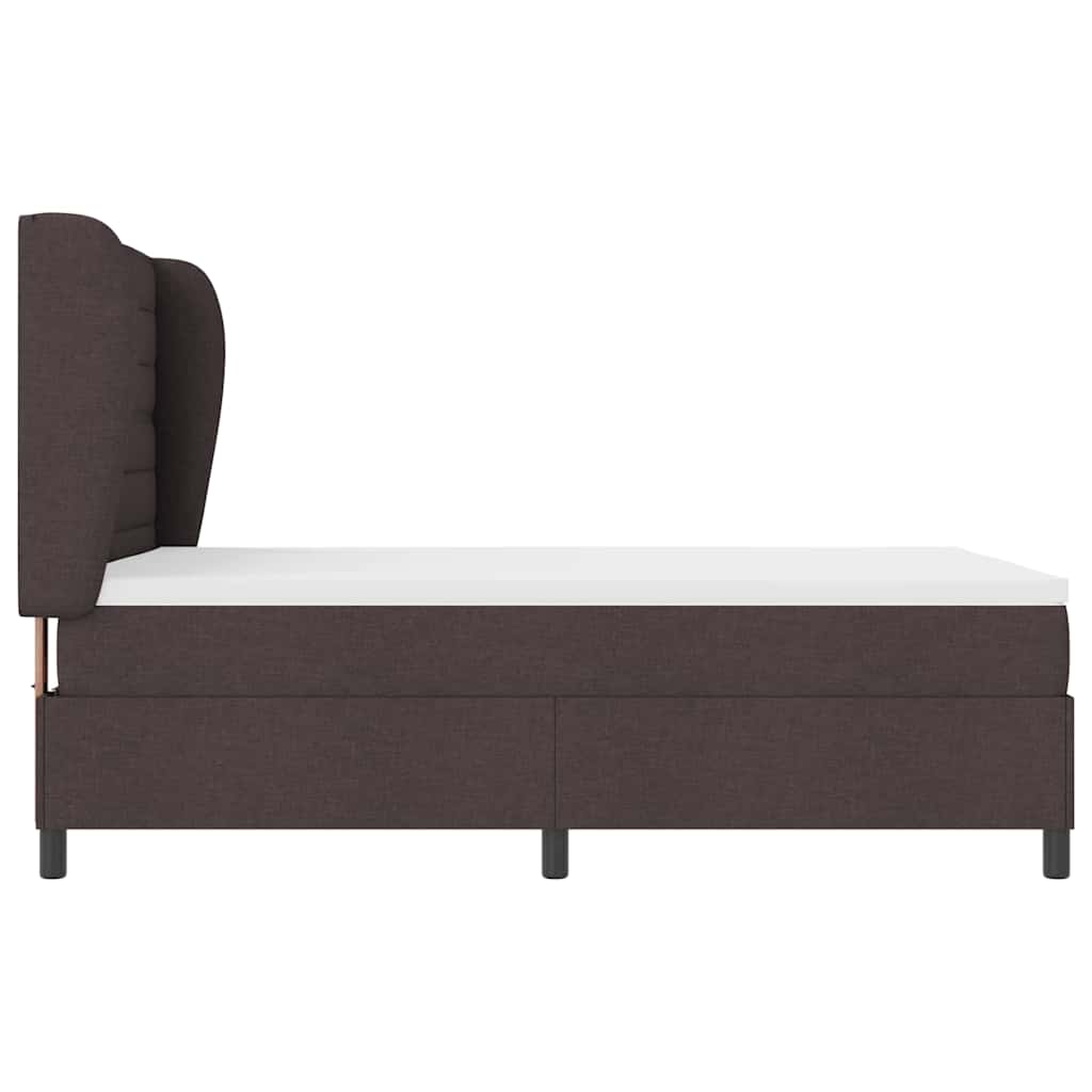 Lit à ressorts avec matelas Marron foncé 160 x 200 cm tissu
