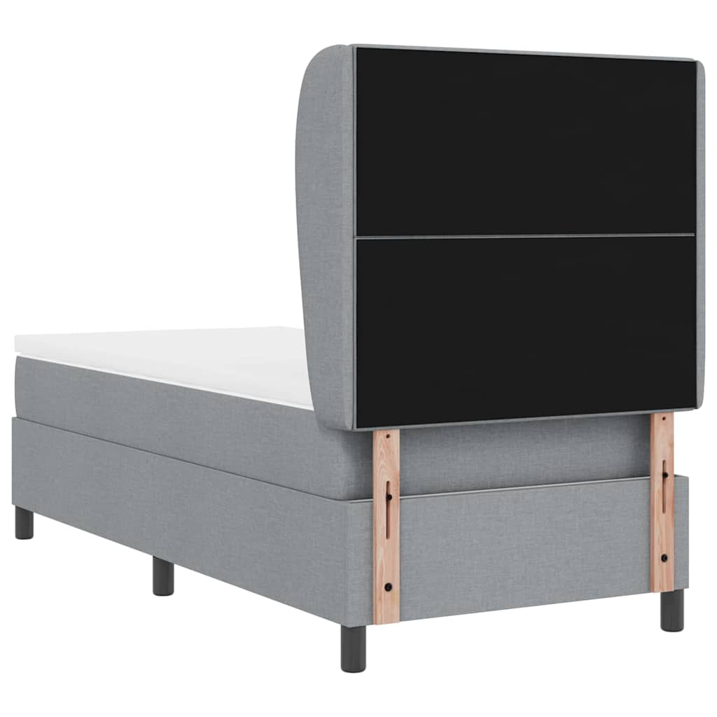 Lit à ressorts avec tête de lit Gris clair 80 x 200 cm tissu - XIOS