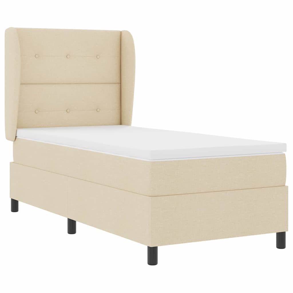 Lit à ressorts avec tête de lit Crème 80 x 200 cm tissu