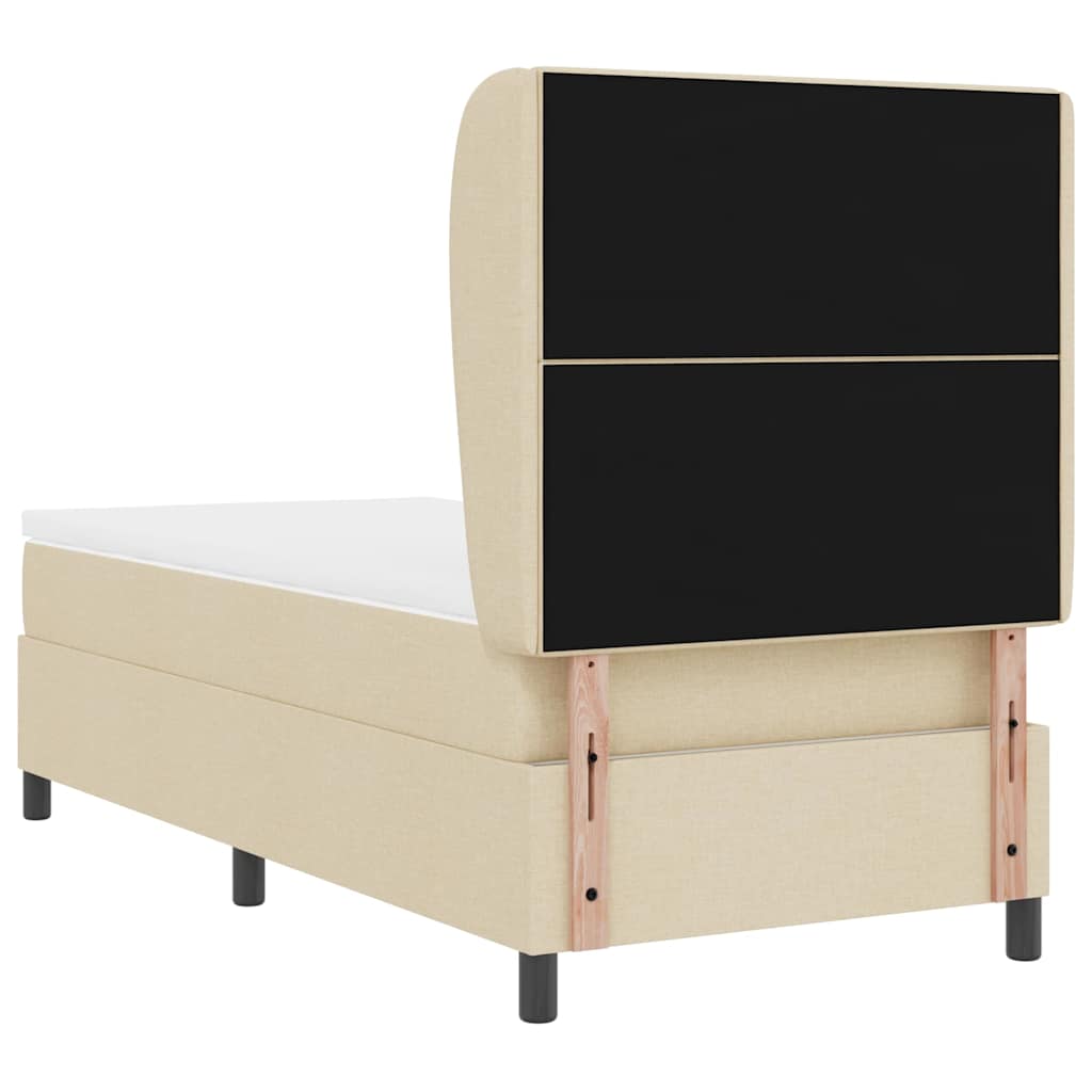 Lit à ressorts avec tête de lit Crème 80 x 200 cm tissu