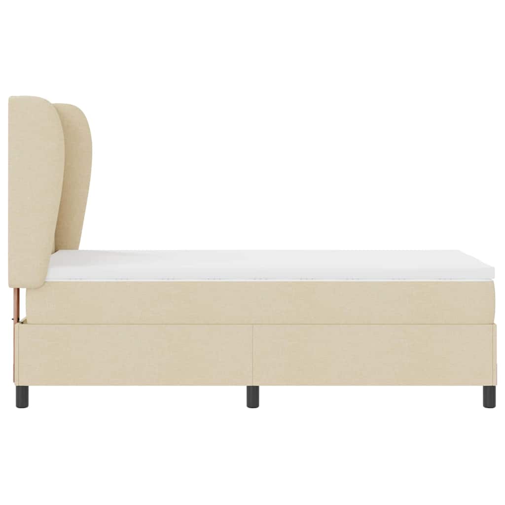 Lit à ressorts avec tête de lit Crème 80 x 200 cm tissu