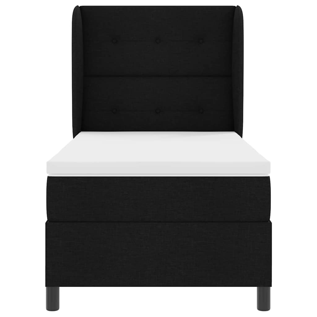 Lit à ressorts avec matelas Noir 90 x 200 cm tissu - XIOS