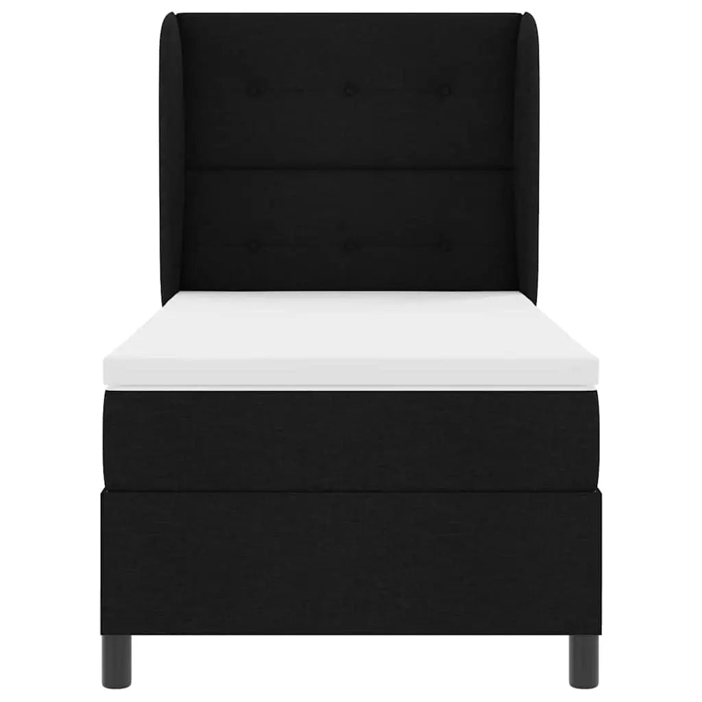 Lit à ressorts avec tête de lit Noir 90 x 200 cm tissu - XIOS