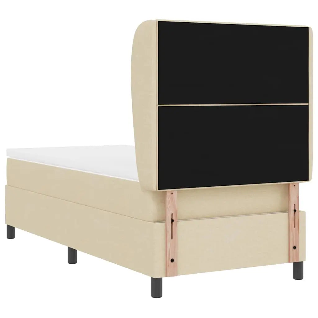 Lit à ressorts avec tête de lit Crème 90 x 200 cm tissu - XIOS