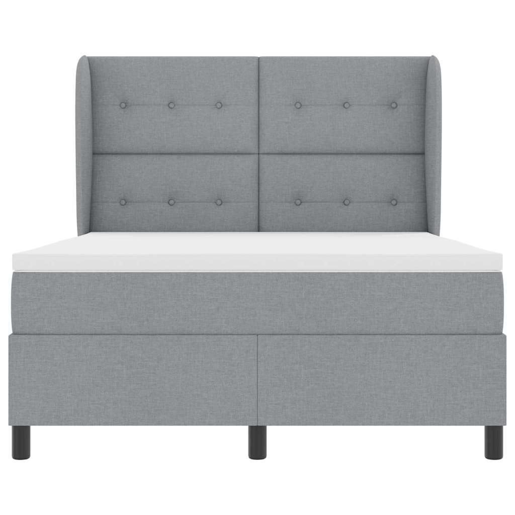 Lit à ressorts avec tête de lit Gris clair 140 x 190 cm tissu
