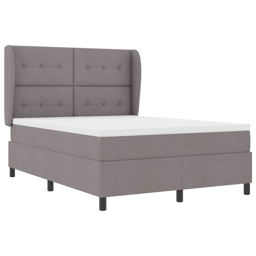 Lit à ressorts avec tête de lit Taupe 140 x 190 cm tissu