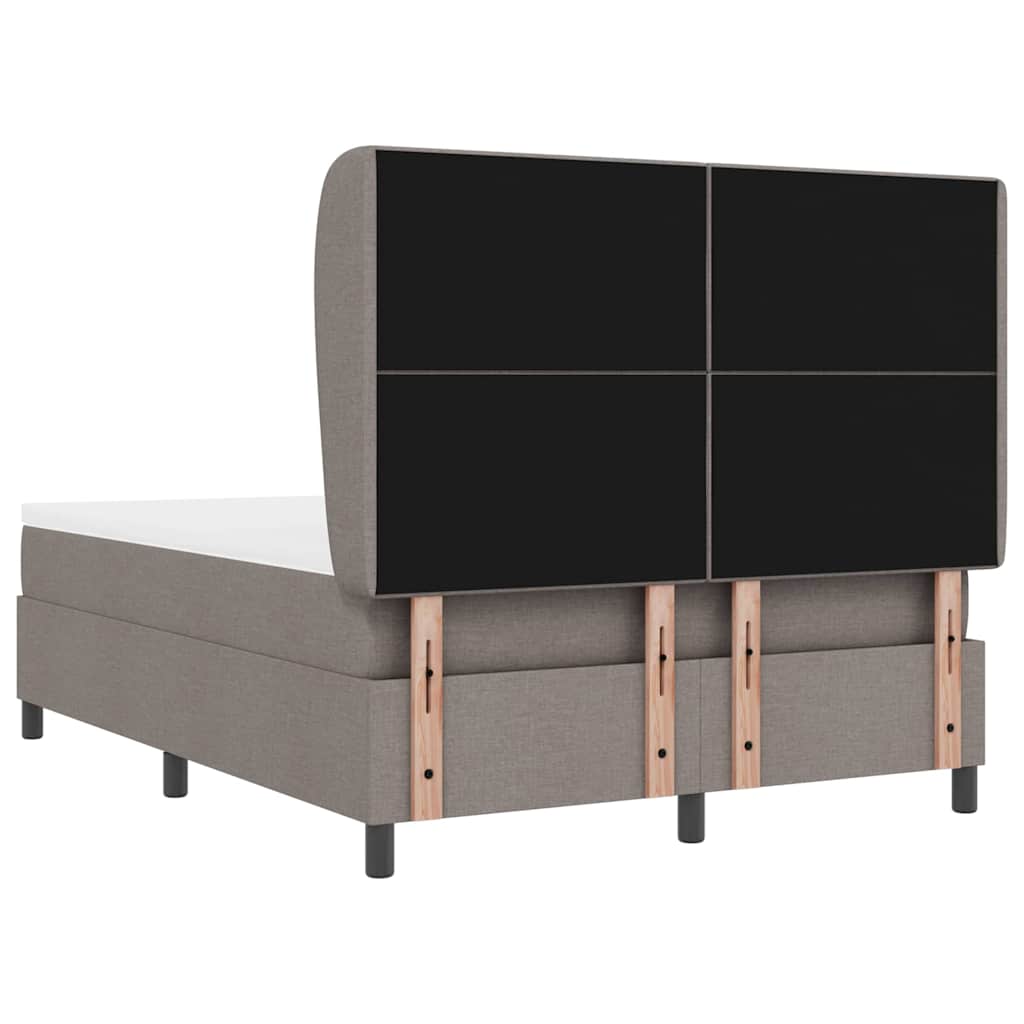 Lit à ressorts avec tête de lit Taupe 140 x 190 cm tissu