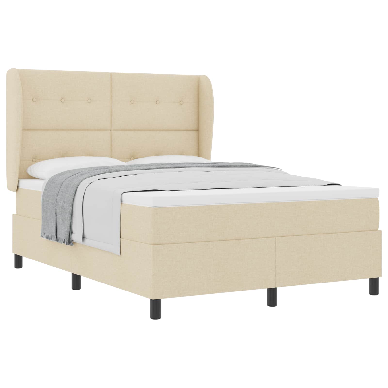 Lit à ressorts avec tête de lit Crème 140 x 190 cm tissu - XIOS