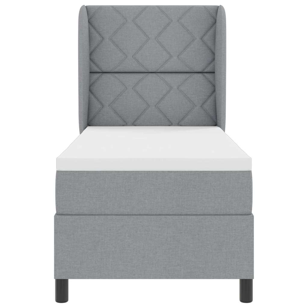 Lit à ressorts avec tête de lit Gris clair 80 x 200 cm tissu