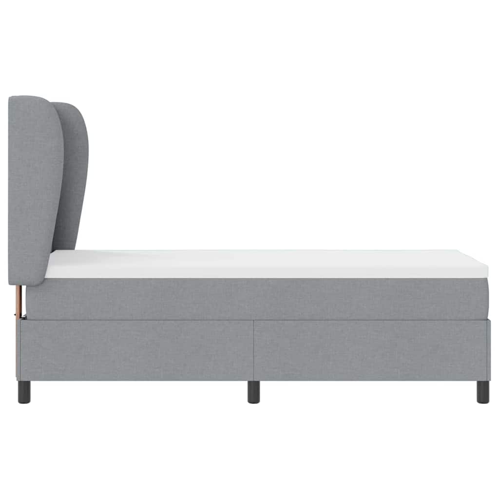 Lit à ressorts avec tête de lit Gris clair 80 x 200 cm tissu