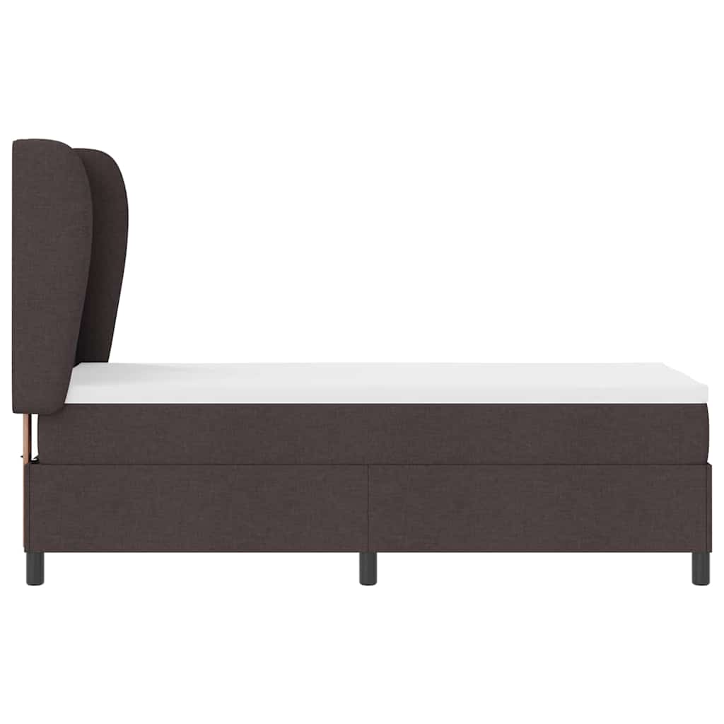 Lit à ressorts avec tête de lit Marron foncé 80 x 200 cm tissu