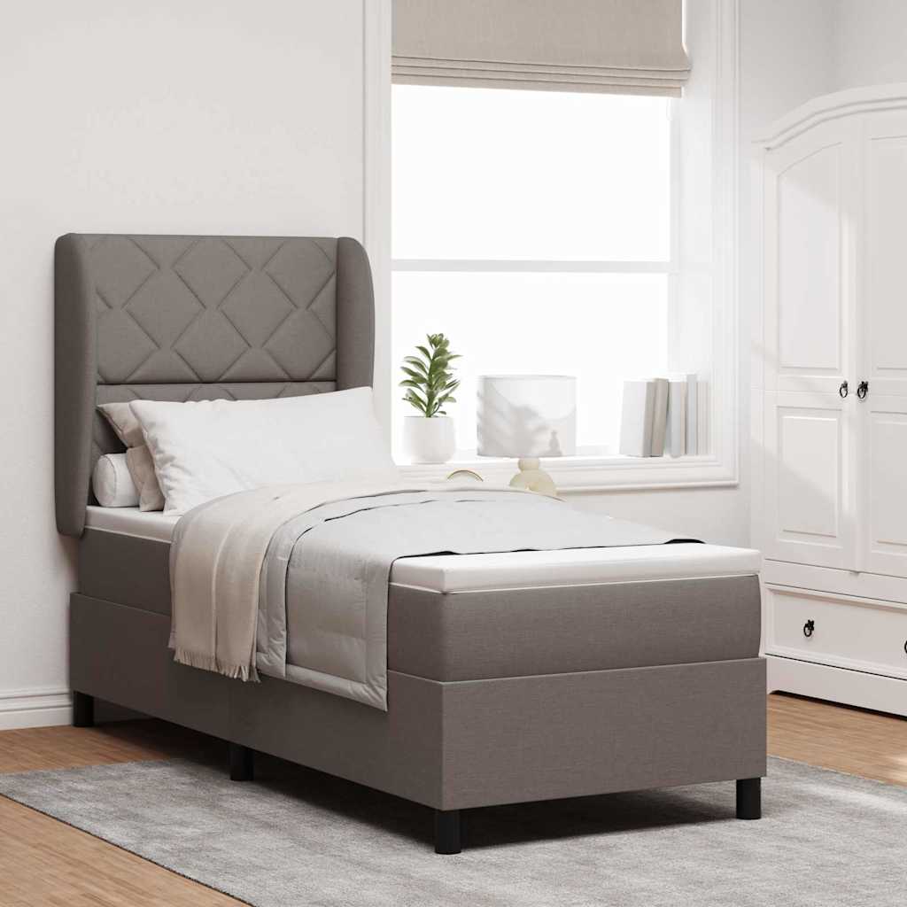 Lit à ressorts avec tête de lit Taupe 80 x 200 cm tissu - XIOS