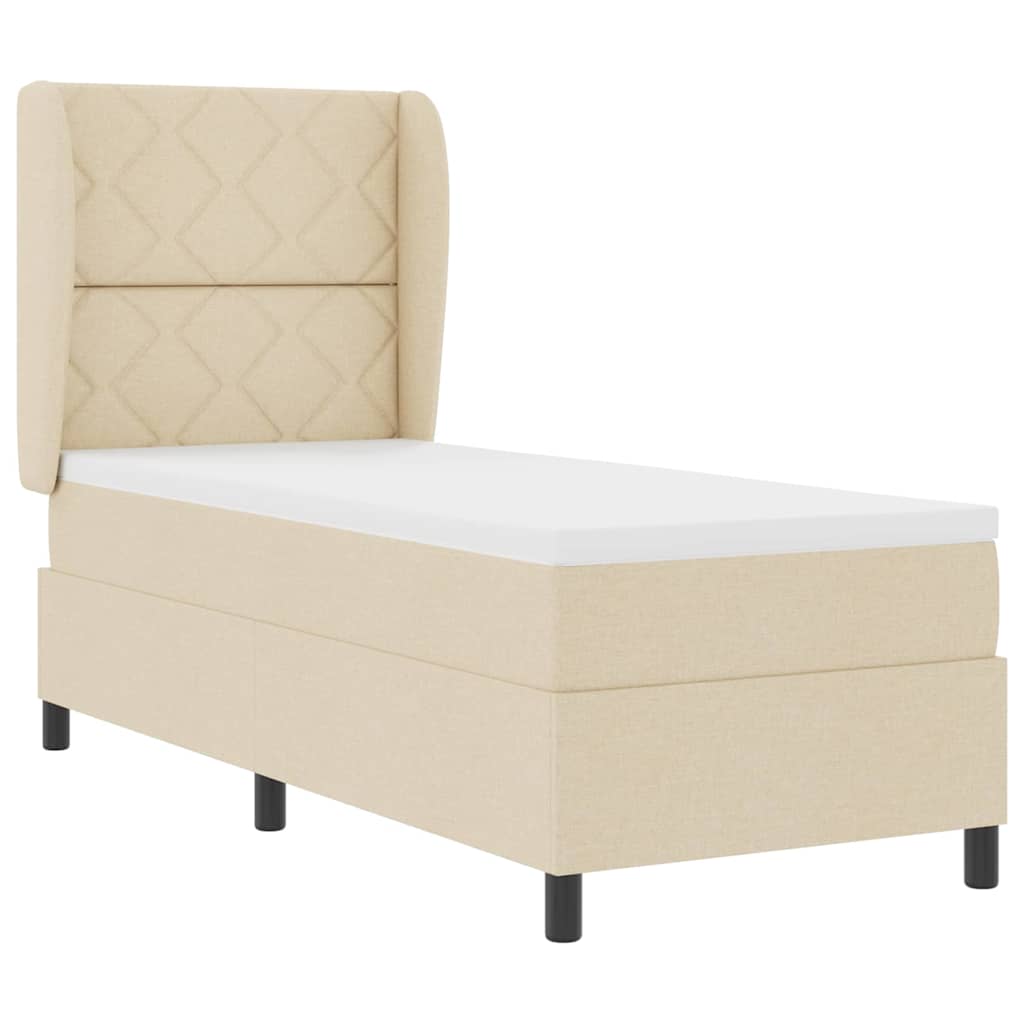 Lit à ressorts avec coussin Crème 80 x 200 cm tissu