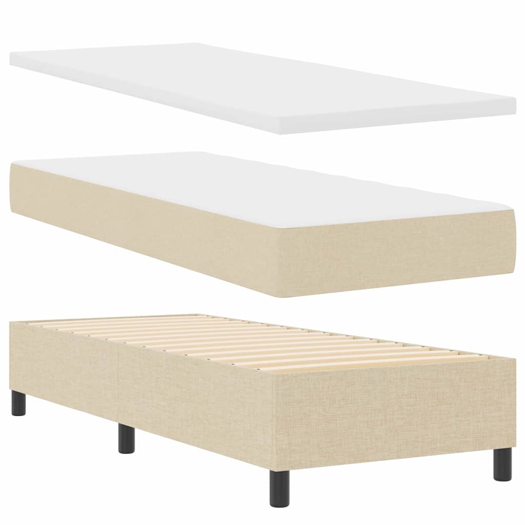 Lit à ressorts avec coussin Crème 80 x 200 cm tissu