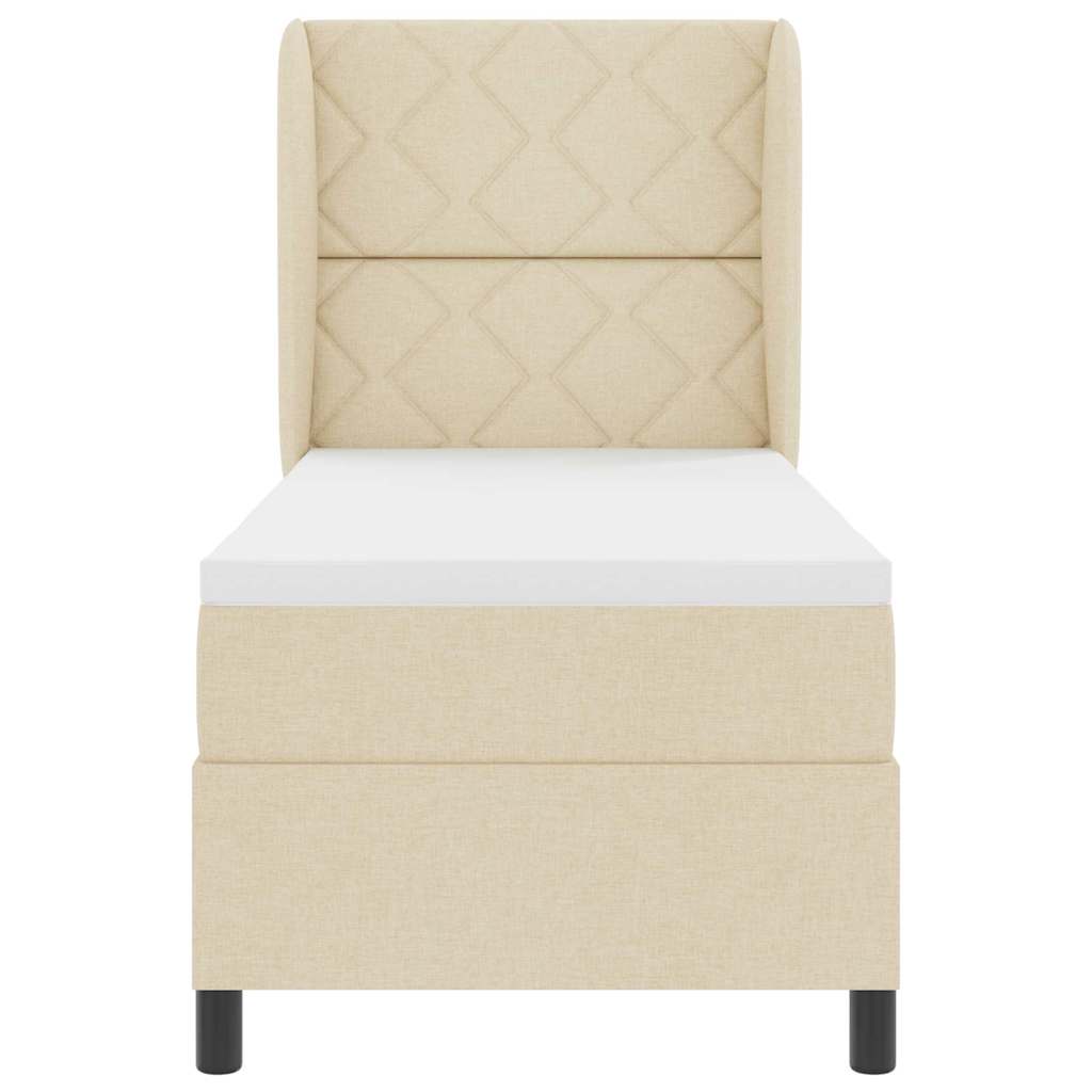 Lit à ressorts avec coussin Crème 80 x 200 cm tissu