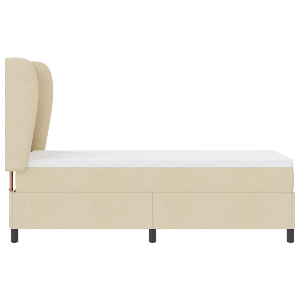 Lit à ressorts avec coussin Crème 80 x 200 cm tissu