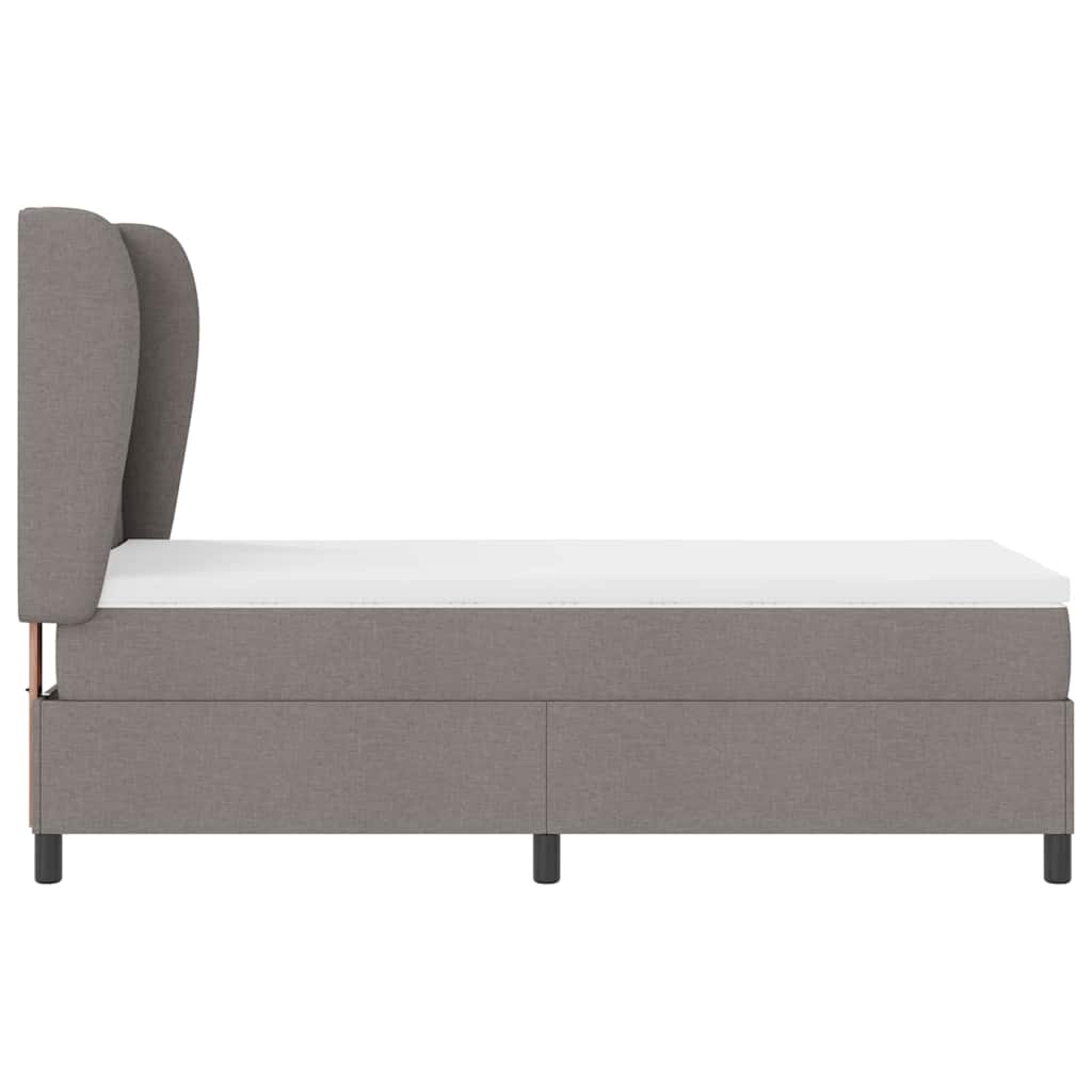 Lit à ressorts avec tête de lit Taupe 90 x 200 cm tissu