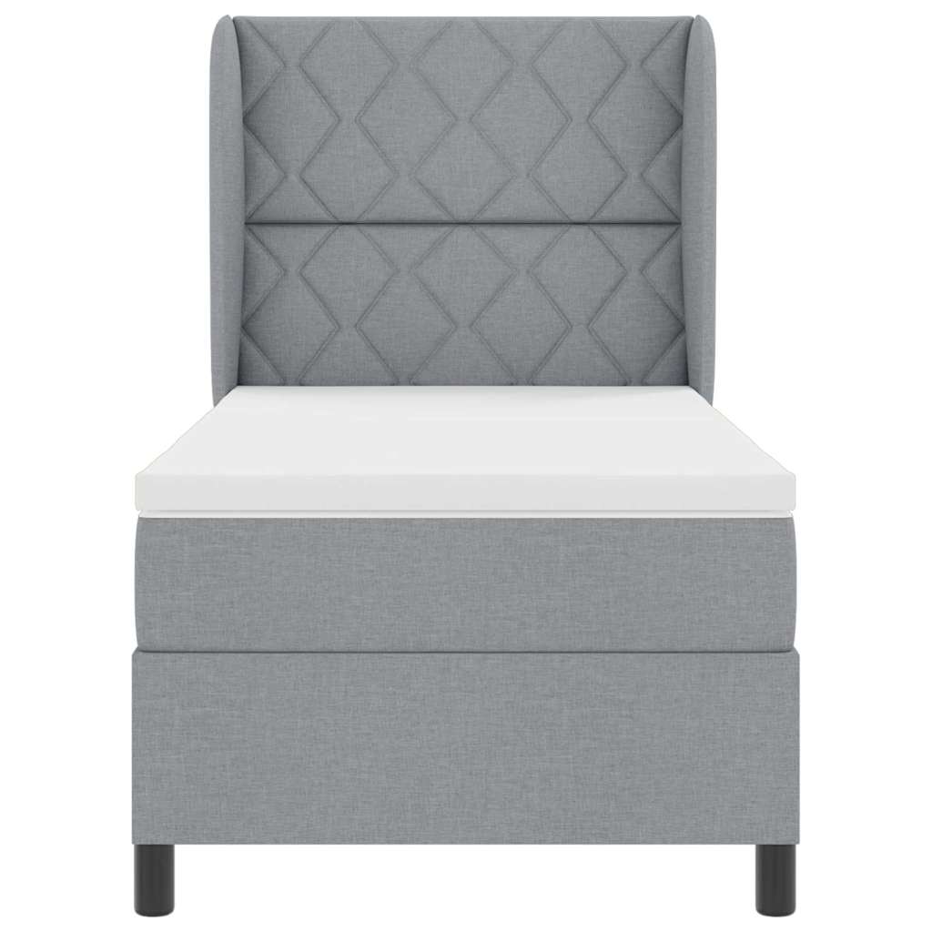 Lit à ressorts avec tête de lit Gris clair 100 x 200 cm tissu - XIOS