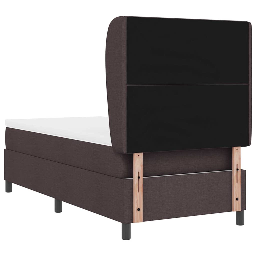 Lit à ressorts avec tête de lit Marron foncé 100 x 200 cm tissu - XIOS