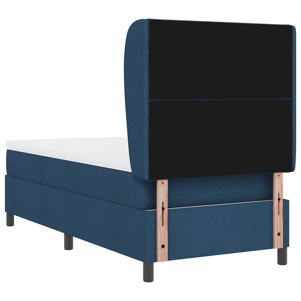 Lit à ressorts avec matelas Bleu 100 x 200 cm tissu - XIOS