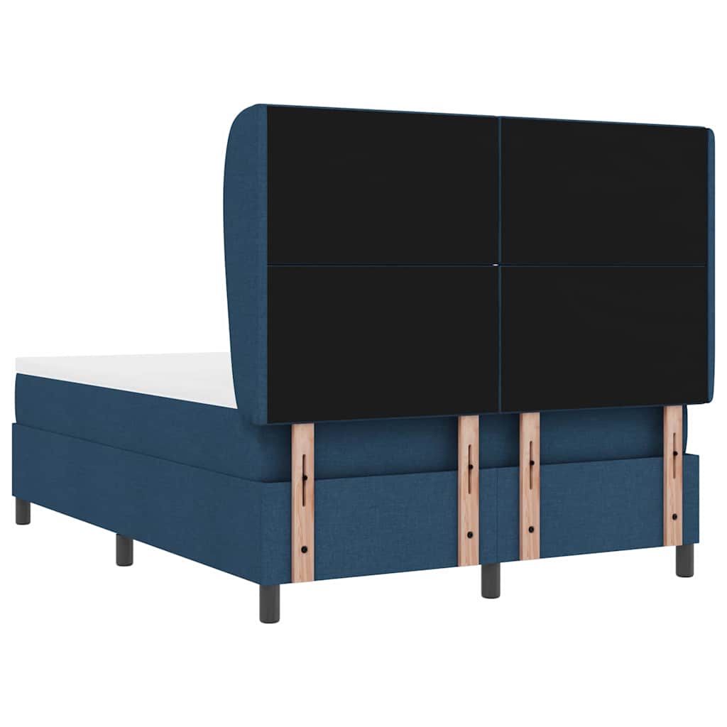 Lit à ressorts avec tête de lit Bleu 140 x 190 cm tissu