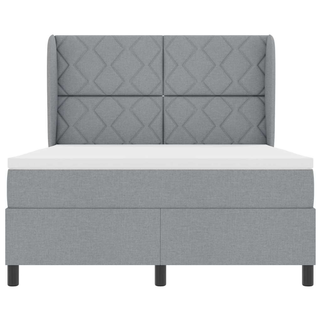Lit à ressorts avec tête de lit Gris clair 160 x 200 cm tissu