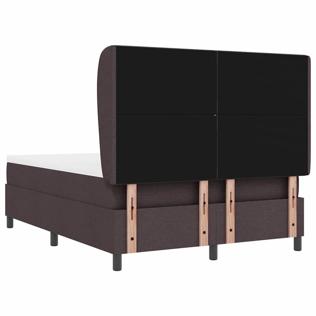 Lit à ressorts avec tête de lit Marron foncé 160 x 200 cm tissu