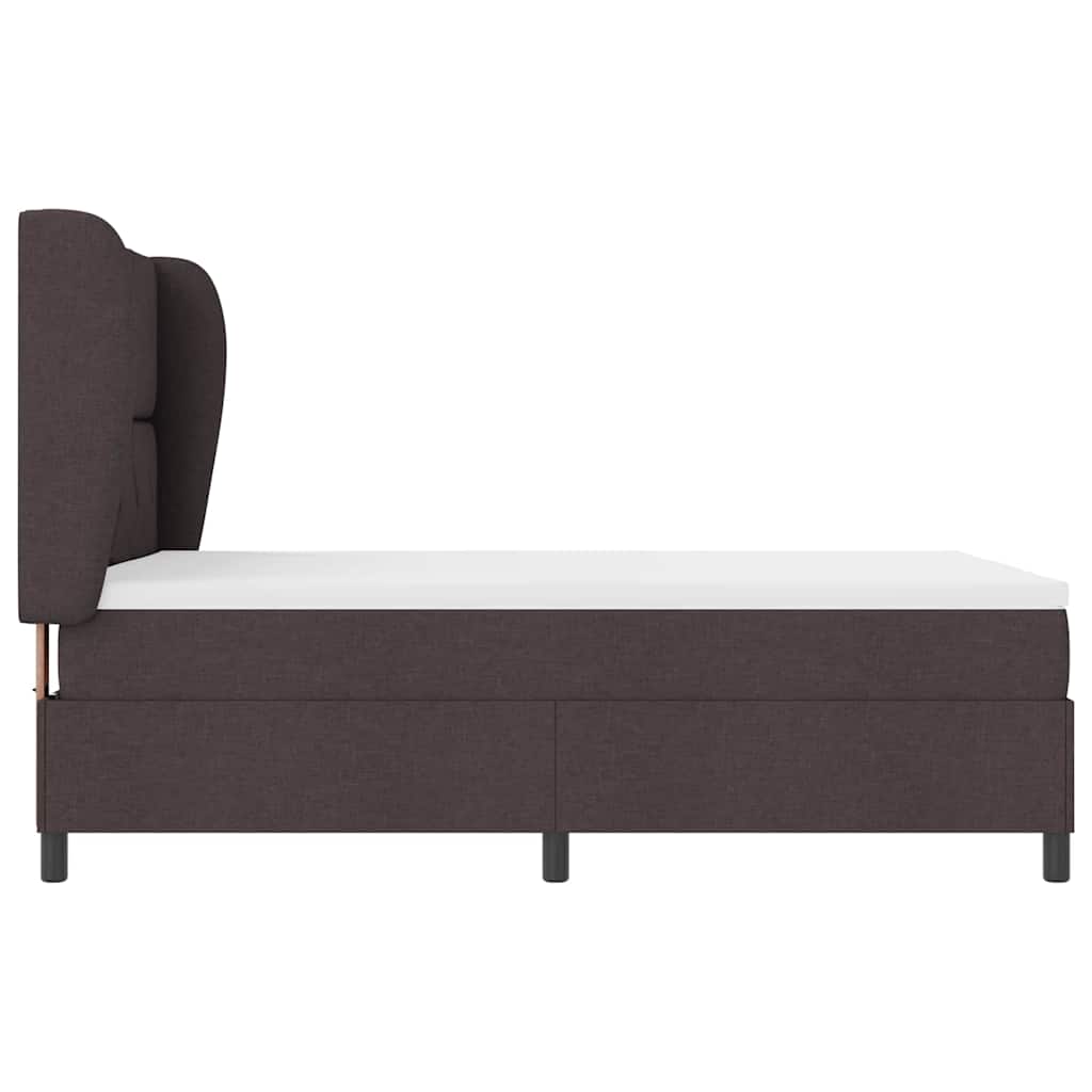 Lit à ressorts avec tête de lit Marron foncé 160 x 200 cm tissu