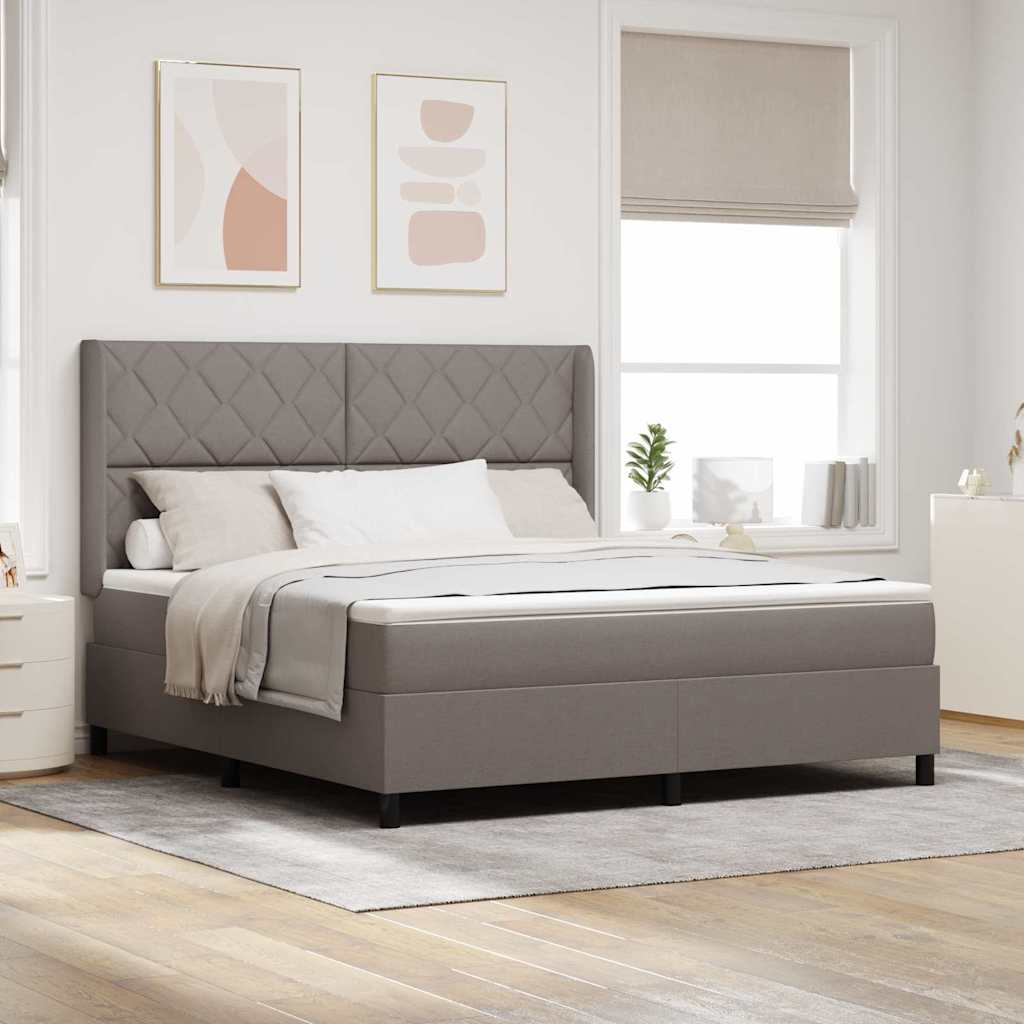 Lit à ressorts avec matelas Taupe 180 x 200 cm tissu - XIOS