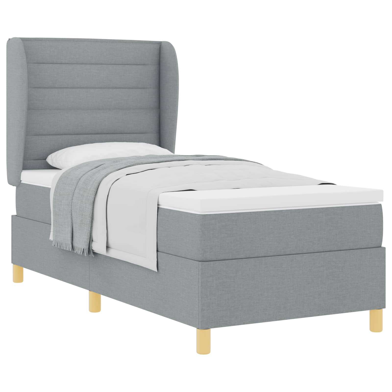 Lit à ressorts avec matelas Gris clair 200 x 80 cm tissu - XIOS