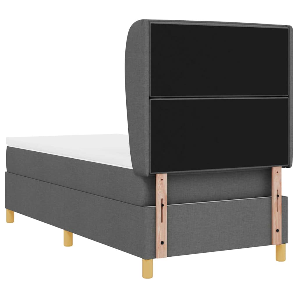 Lit à ressorts avec matelas Gris foncé 200 x 80 cm tissu - XIOS