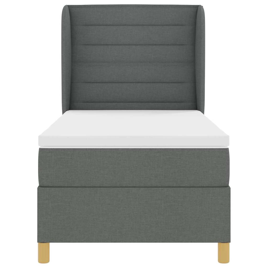 Lit à ressorts avec matelas Gris foncé 200 x 80 cm tissu - XIOS