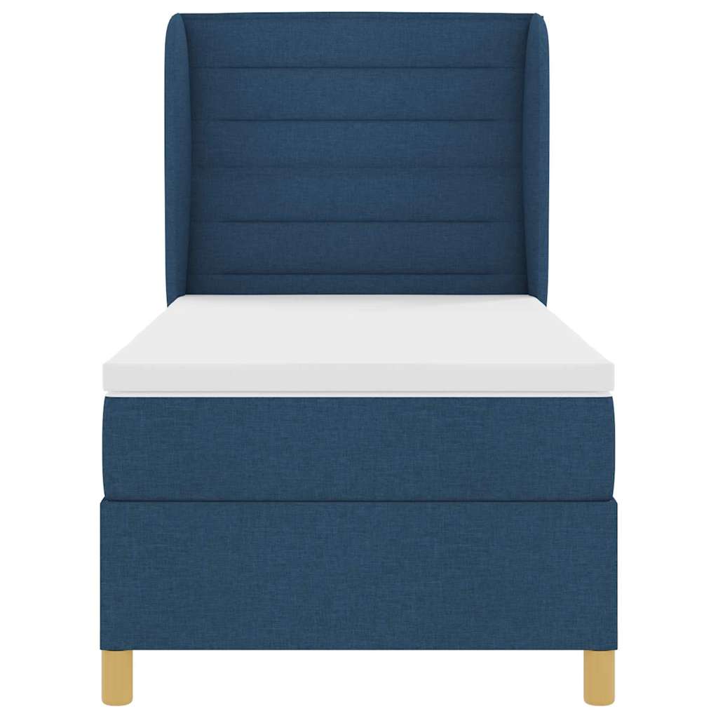 Lit à ressorts avec matelas Bleu 190 x 90 cm tissu - XIOS