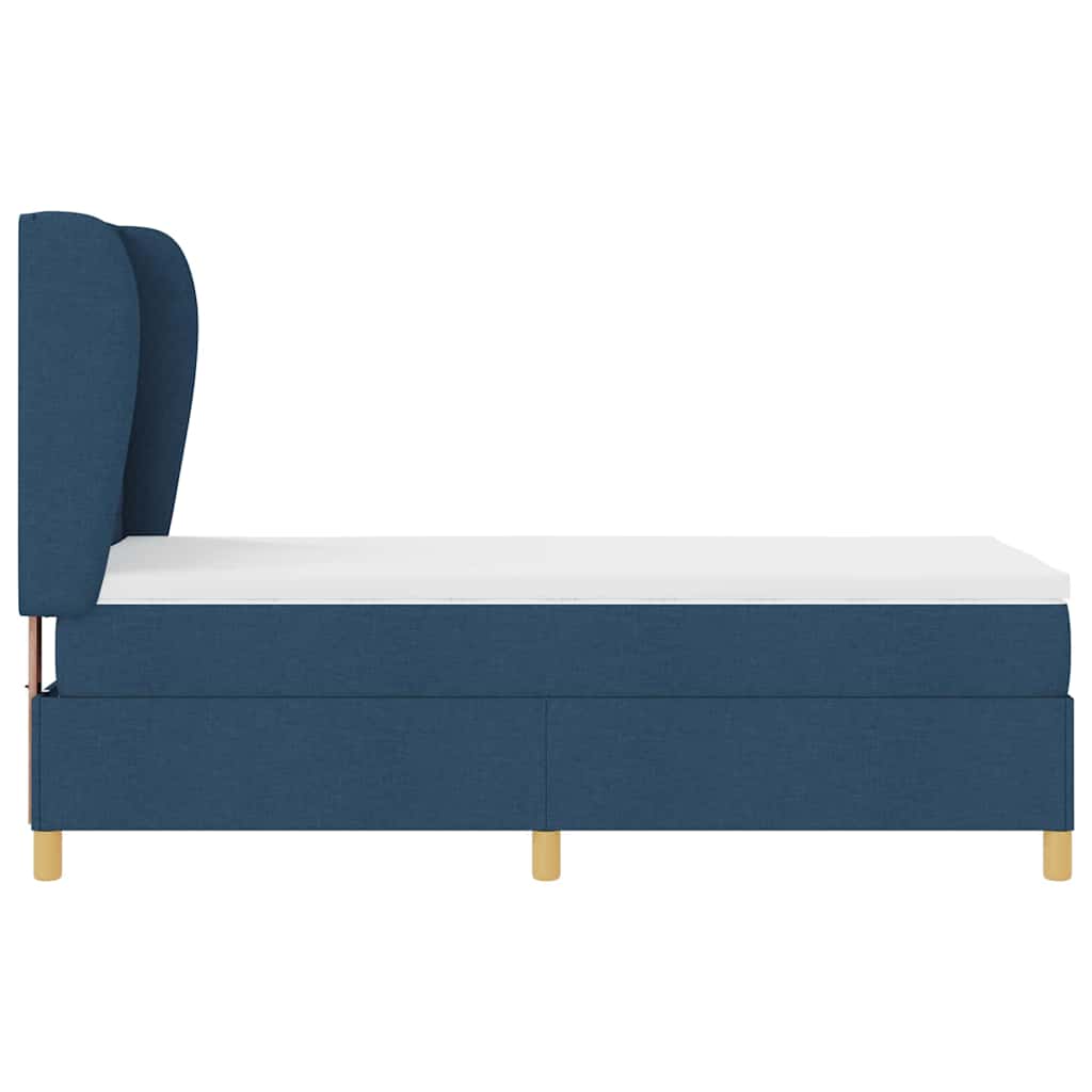 Lit à ressorts avec matelas Bleu 190 x 90 cm tissu - XIOS