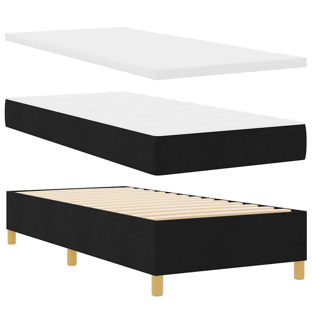 Lit à ressorts avec matelas Noir 200 x 90 cm tissu - XIOS