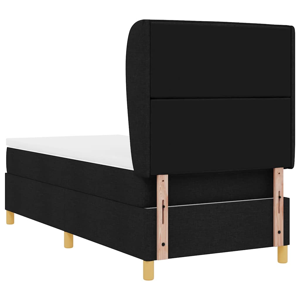 Lit à ressorts avec matelas Noir 200 x 90 cm tissu - XIOS