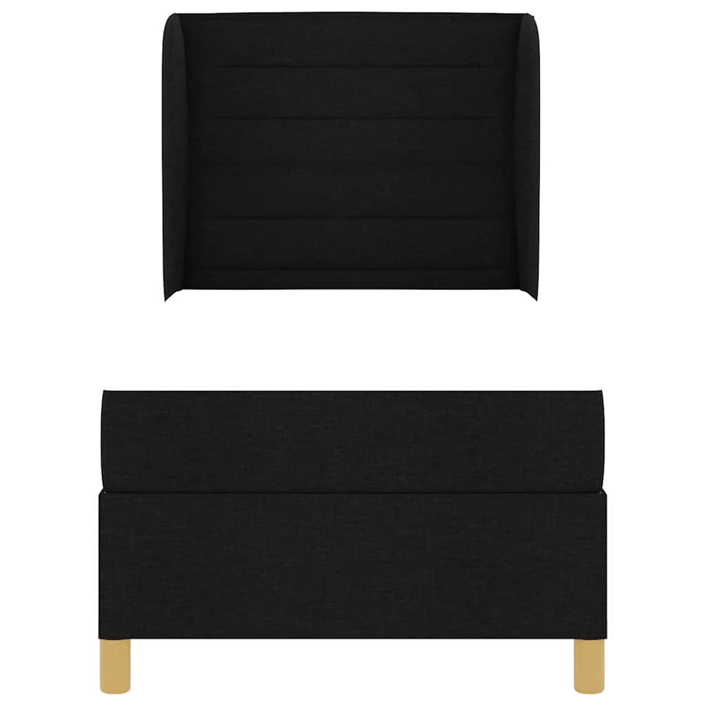 Lit à ressorts avec matelas Noir 200 x 90 cm tissu - XIOS