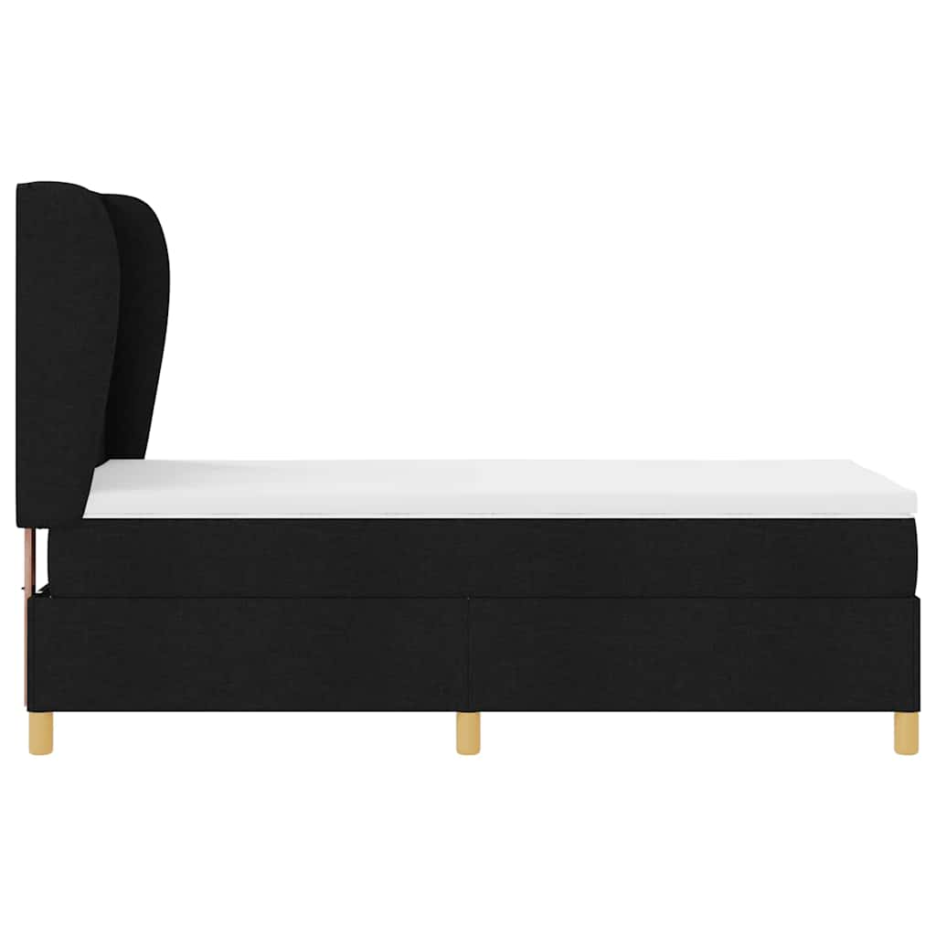 Lit à ressorts avec matelas Noir 200 x 90 cm tissu - XIOS