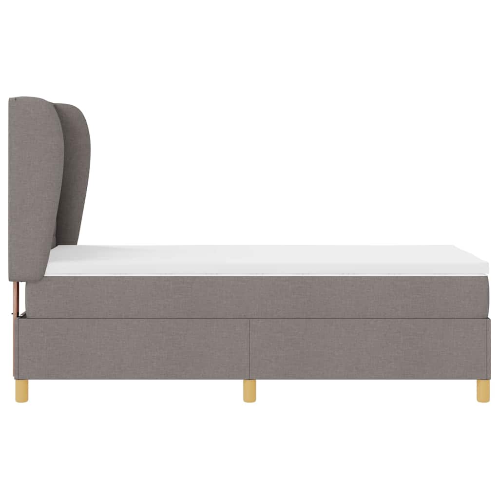 Lit à ressorts avec tête de lit Taupe 200 x 100 cm tissu