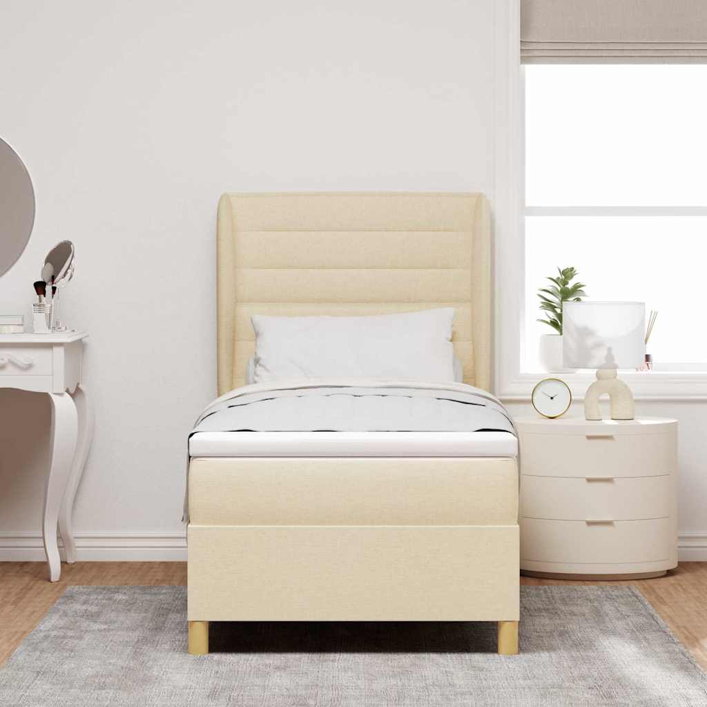 Lit à ressorts avec matelas Crème 200 x 100 cm tissu - XIOS