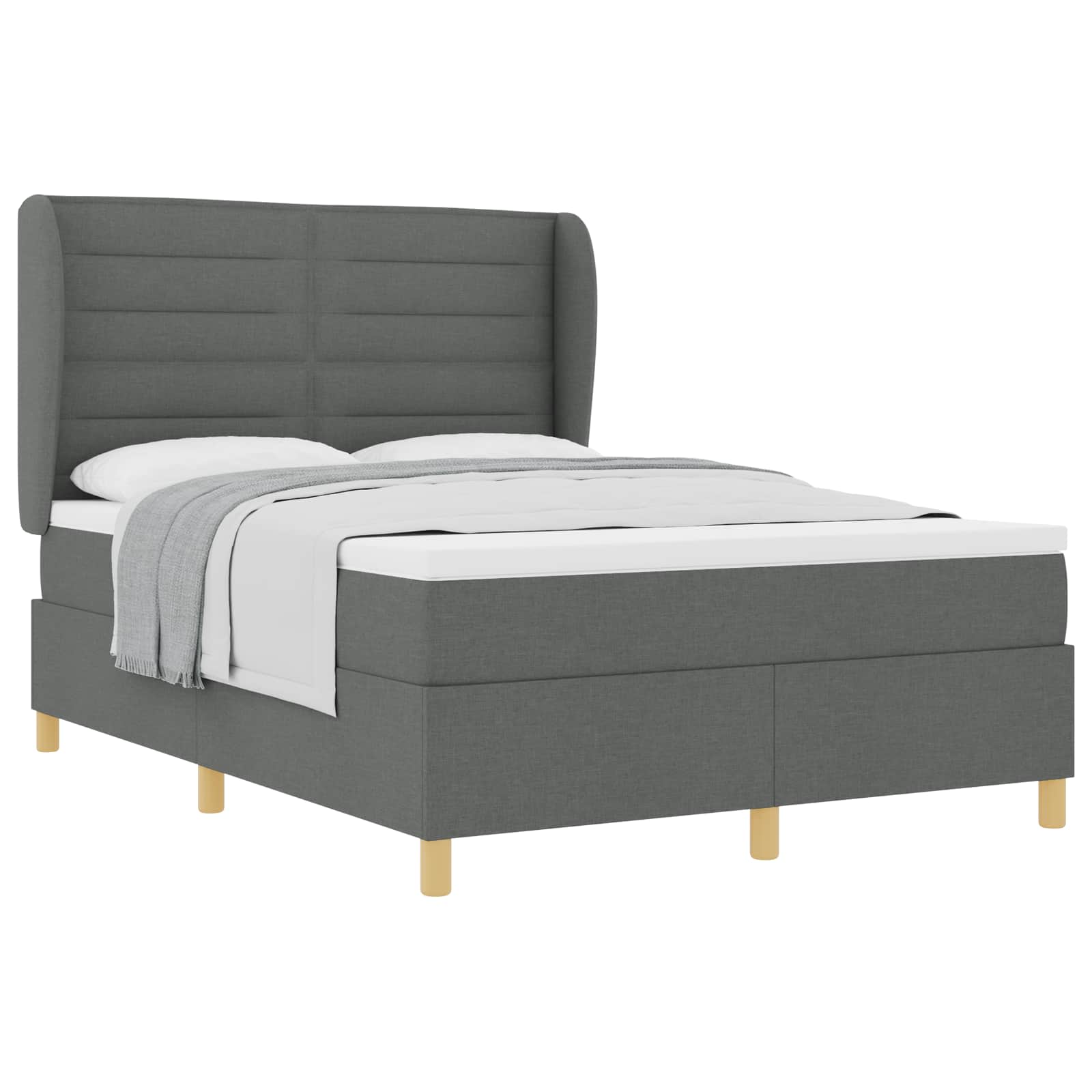 Lit à ressorts avec matelas gris foncé 90x190 cm Gris foncé