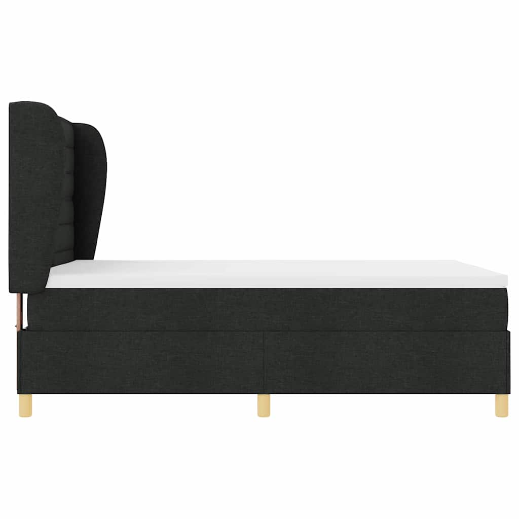 Lit à ressorts avec matelas gris foncé 90x190 cm Noir tissu - XIOS